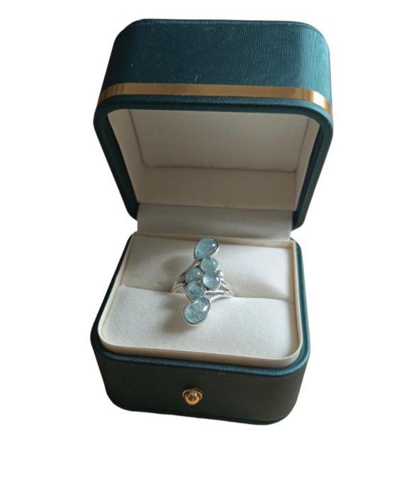 Bague argent réglable Aigue Marine - AA