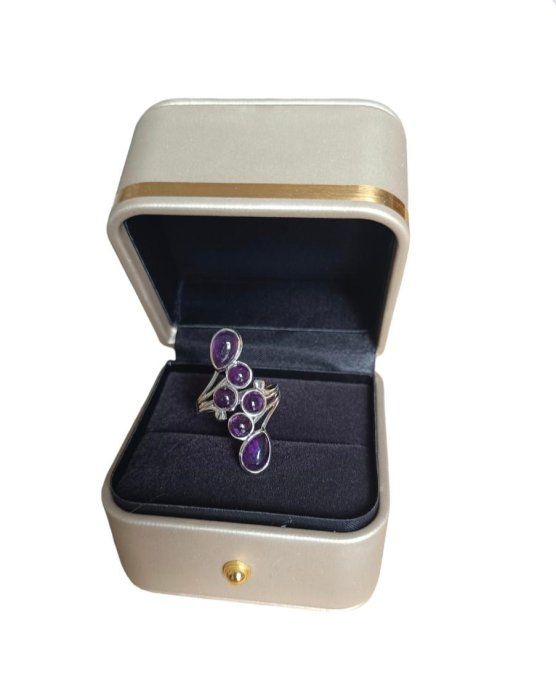 Bague argent réglable améthyste - AA