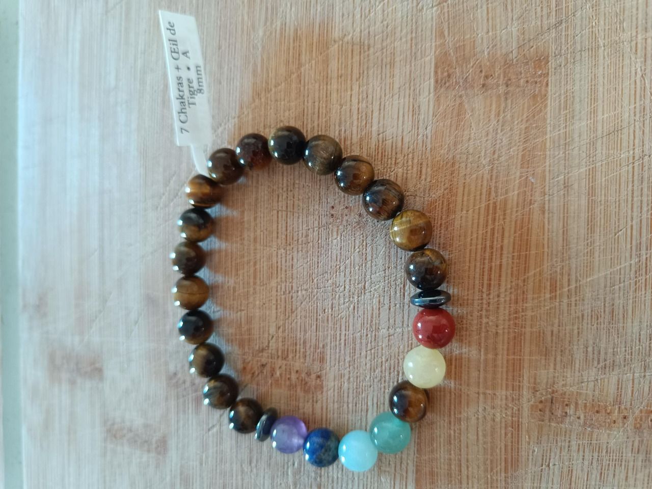 Bracelet 7 chakras Oeil de Tigre 8mm - A