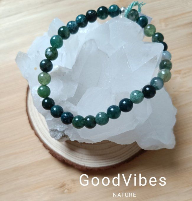 Bracelet Agate mousse "Emotions / Acceptation de soi / Stress" 18 cm