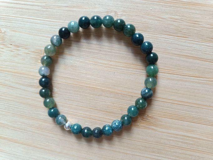 Bracelet Agate mousse "Emotions / Acceptation de soi / Stress" 18 cm