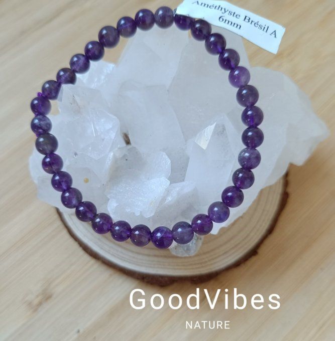 Bracelet Améthyste "Addictions / Stress " 19 cm