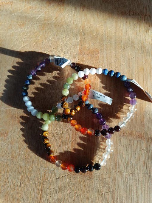Bracelet boules 6mm - 7 chakras A