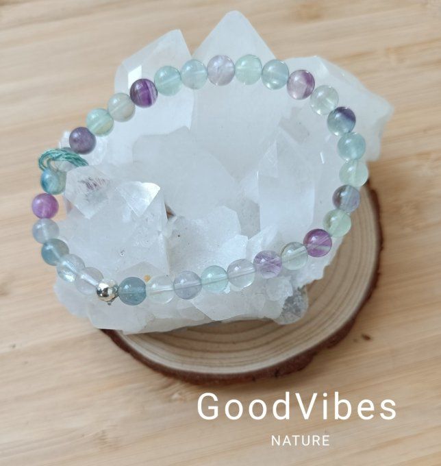 Bracelet fluorine multicolore "Calme / Sagesse " 19 cm