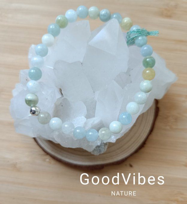 Bracelet DEVELOPPEMENT PERSONNEL Aigue Marine 19 cm