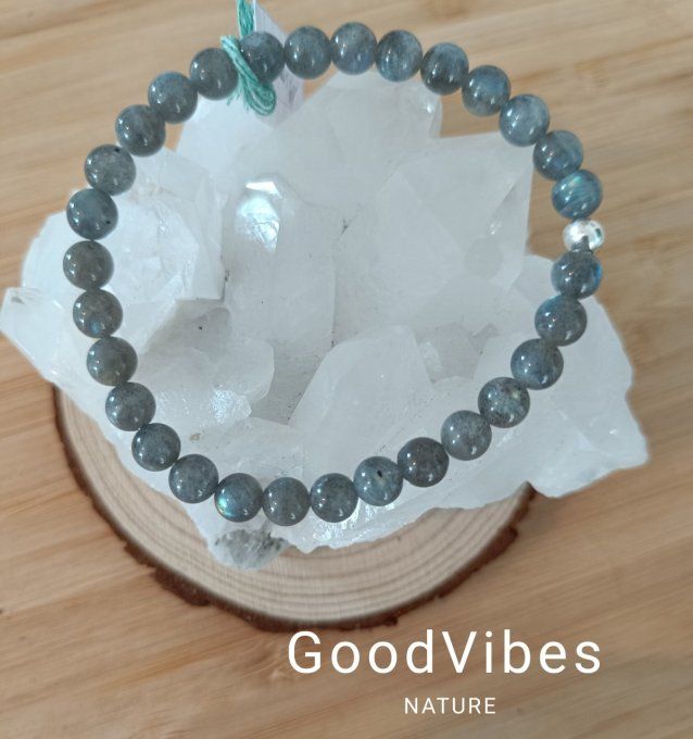 Bracelet  labradorite - "Energies négatives / Equilibre des émotions" 19 cm