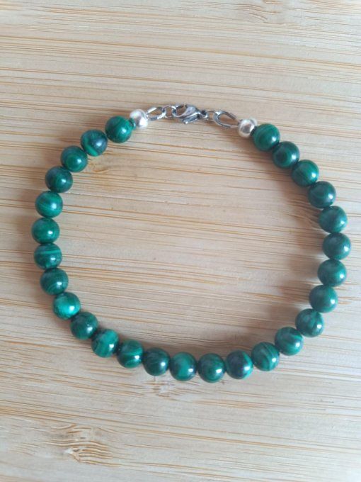 Bracelet malachite "Energies négatives /Nouveau départ" 19.5 cm 