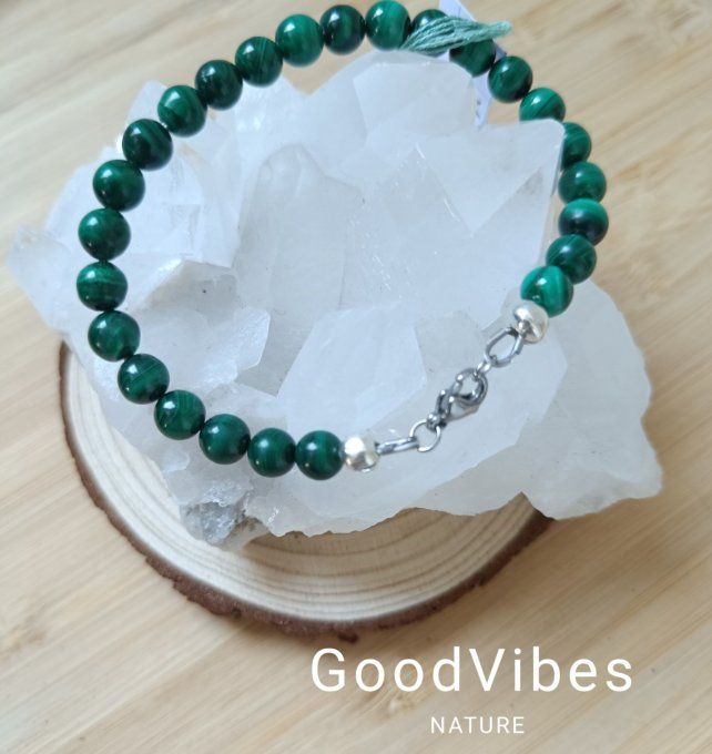 Bracelet malachite "Energies négatives / Nouveau départ" 19 cm