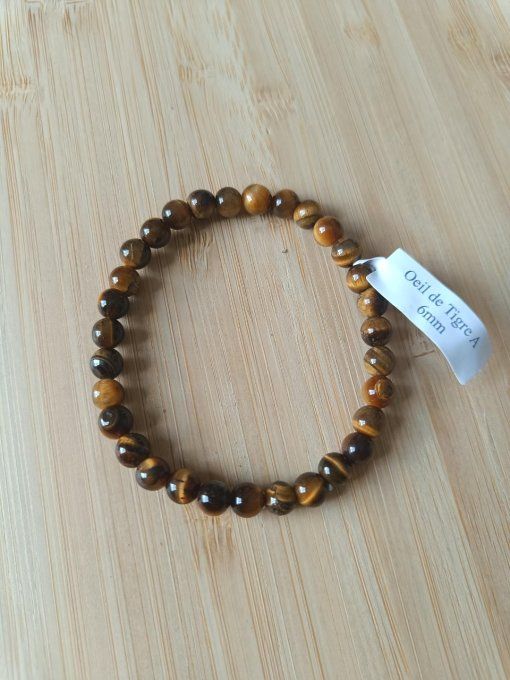 Bracelet œil de tigre 6mm - 17 cm