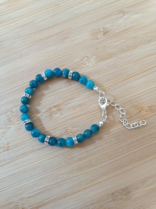 Bracelet Apatite - Acier 16 à 21 cm