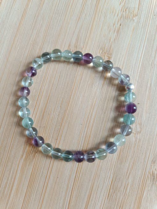 Bracelet fluorine multicolore "Calme / Sagesse " 19 cm