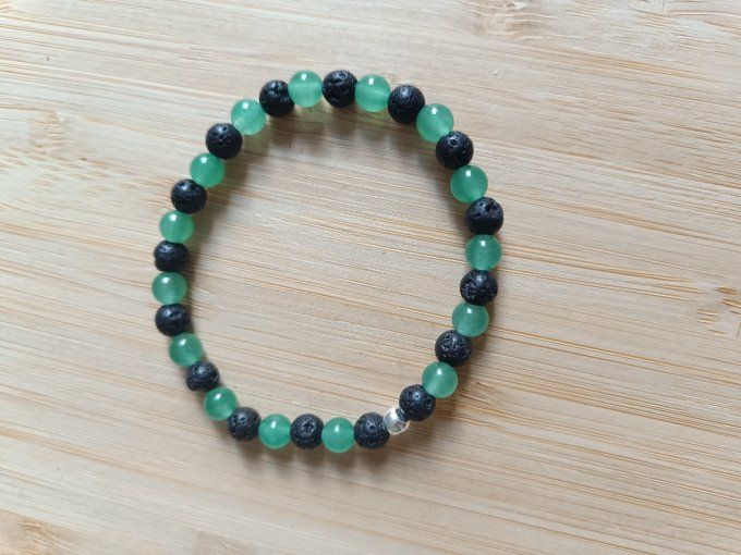 Bracelet aventurine/lave de roche "Lâcher Prise " 20 cm