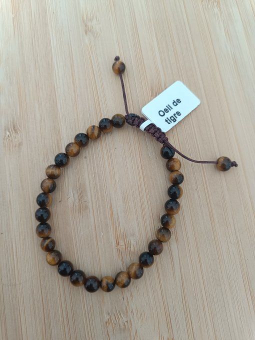 Bracelet Shamballa Oeil de Tigre 17 - 22 cm