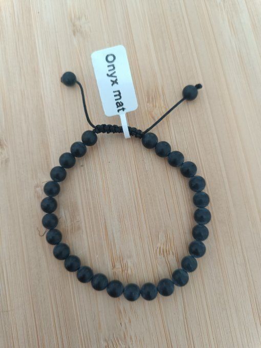 Bracelet Shamballa Onyx - 6 mm 17 - 22 cm