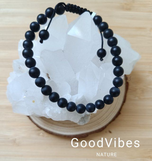 Bracelet Shamballa Onyx - 6 mm 17 - 22 cm