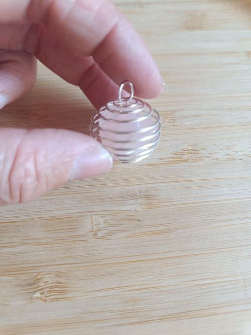 Pendentif cage quartz rose 